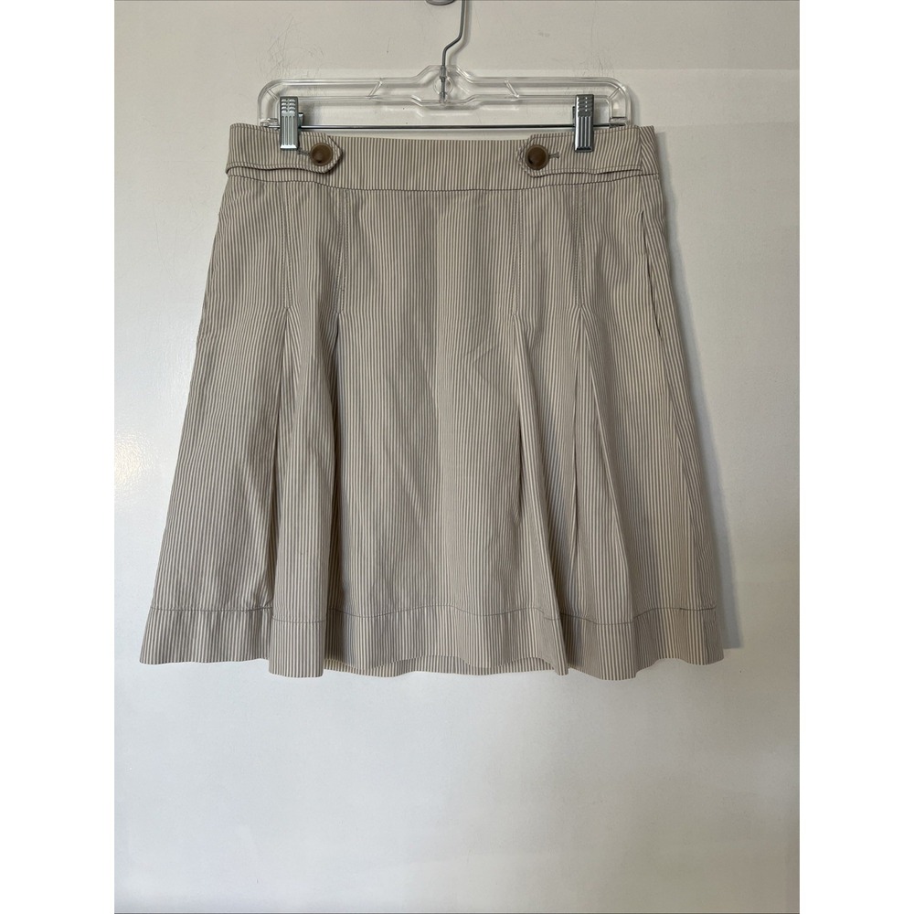J.‎ Crew cotton white gray pinstripe pleated mini skirt sz 4